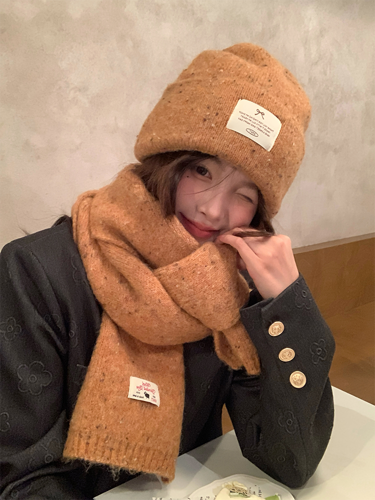 Solid Color Wool Blend Hat and Scarf Set for Women - Thick and Warm Autumn Winter Accessories, Korean Style, Cozy and Chic Solid Color Wool Blend Hat and Scarf Set for Women - Thick and Warm Autumn Winter Accessories, Korean Style, Cozy and Chic