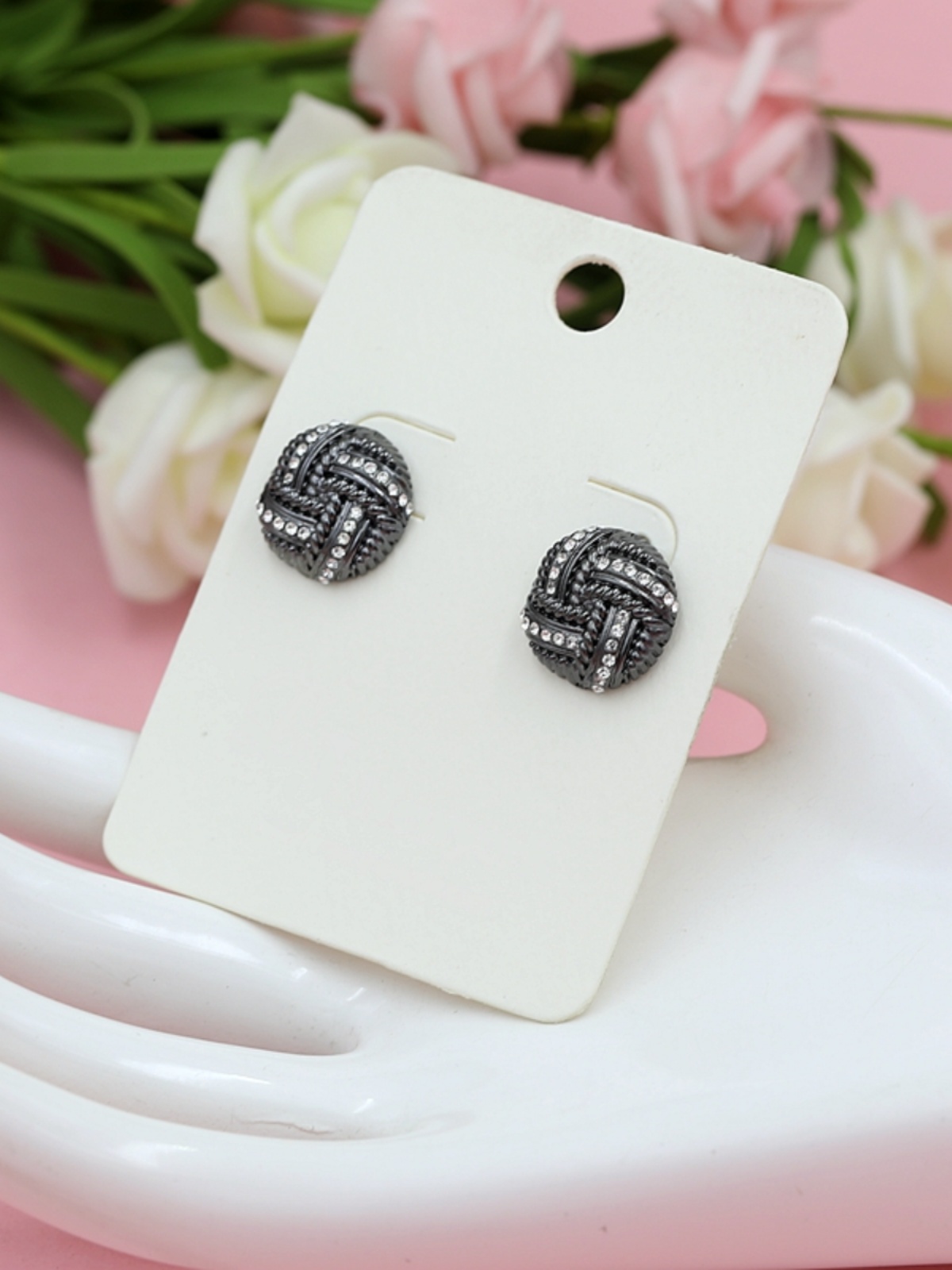 Sparkling Gemstone Stud Earrings for Women, Elegant Hypoallergenic Office Lady Jewelry, Versatile Korean Style Accessories Sparkling Gemstone Stud Earrings for Women, Elegant Hypoallergenic Office Lady Jewelry, Versatile Korean Style Accessories