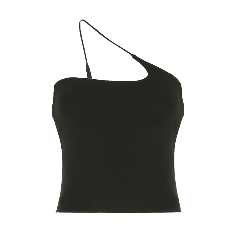 Spicy Girl Casual Solid Color Camisole - Irregular Hanging Neck Tank Top for Trendy American Style Spicy Girl Casual Solid Color Camisole - Irregular Hanging Neck Tank Top for Trendy American Style