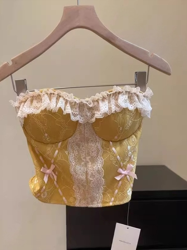 Spicy Girl Lace Splicing Strapless Top for Women - Versatile Slim-Fit Summer 2025 Fashion, Y2K Style Spicy Girl Lace Splicing Strapless Top for Women - Versatile Slim-Fit Summer 2025 Fashion, Y2K Style