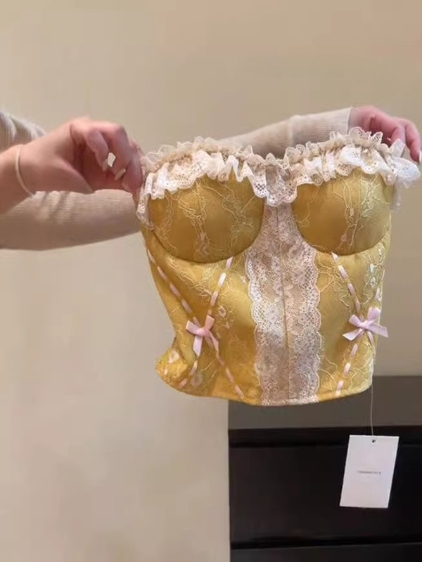 Spicy Girl Lace Splicing Strapless Top for Women - Versatile Slim-Fit Summer 2025 Fashion, Y2K Style Spicy Girl Lace Splicing Strapless Top for Women - Versatile Slim-Fit Summer 2025 Fashion, Y2K Style