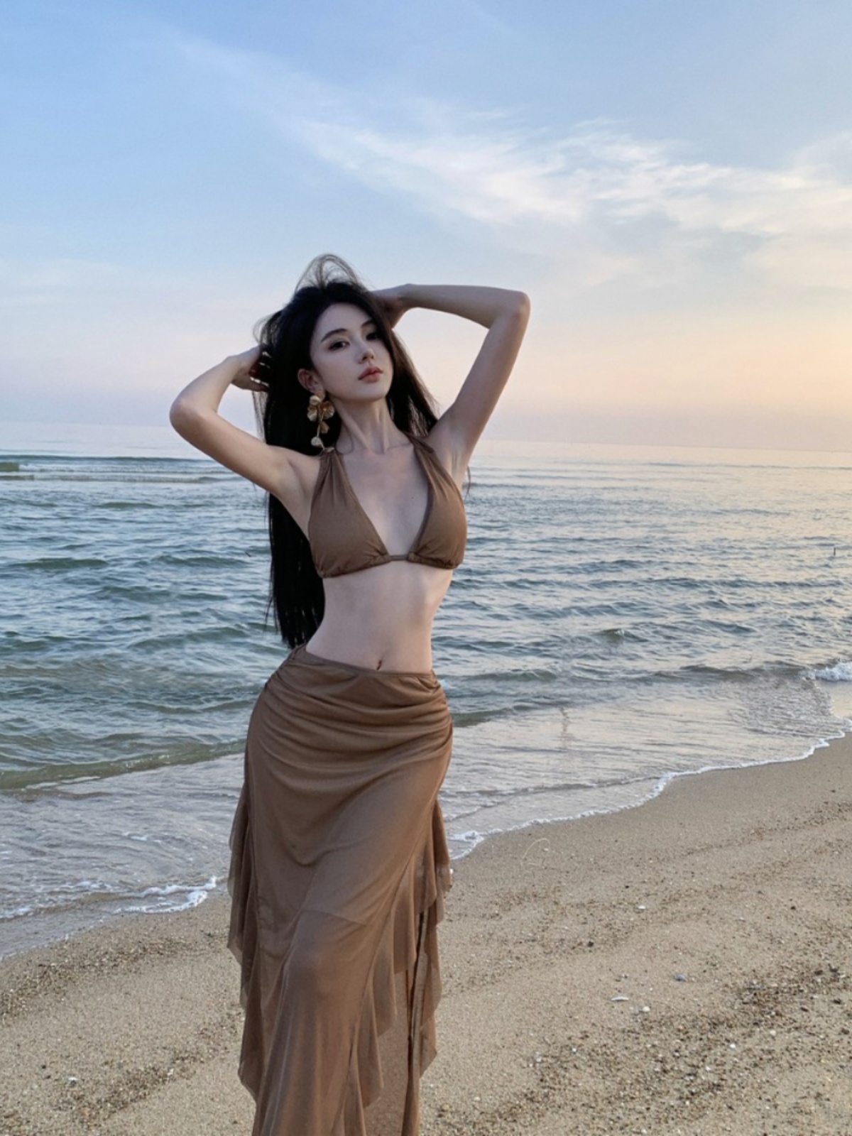 Spicy Girl Vibe Two-Piece Swimsuit Set for Women - Sexy Bikini with Skirt for Beach Vacation, Summer Swimwear Spicy Girl Vibe Two-Piece Swimsuit Set for Women - Sexy Bikini with Skirt for Beach Vacation, Summer Swimwear