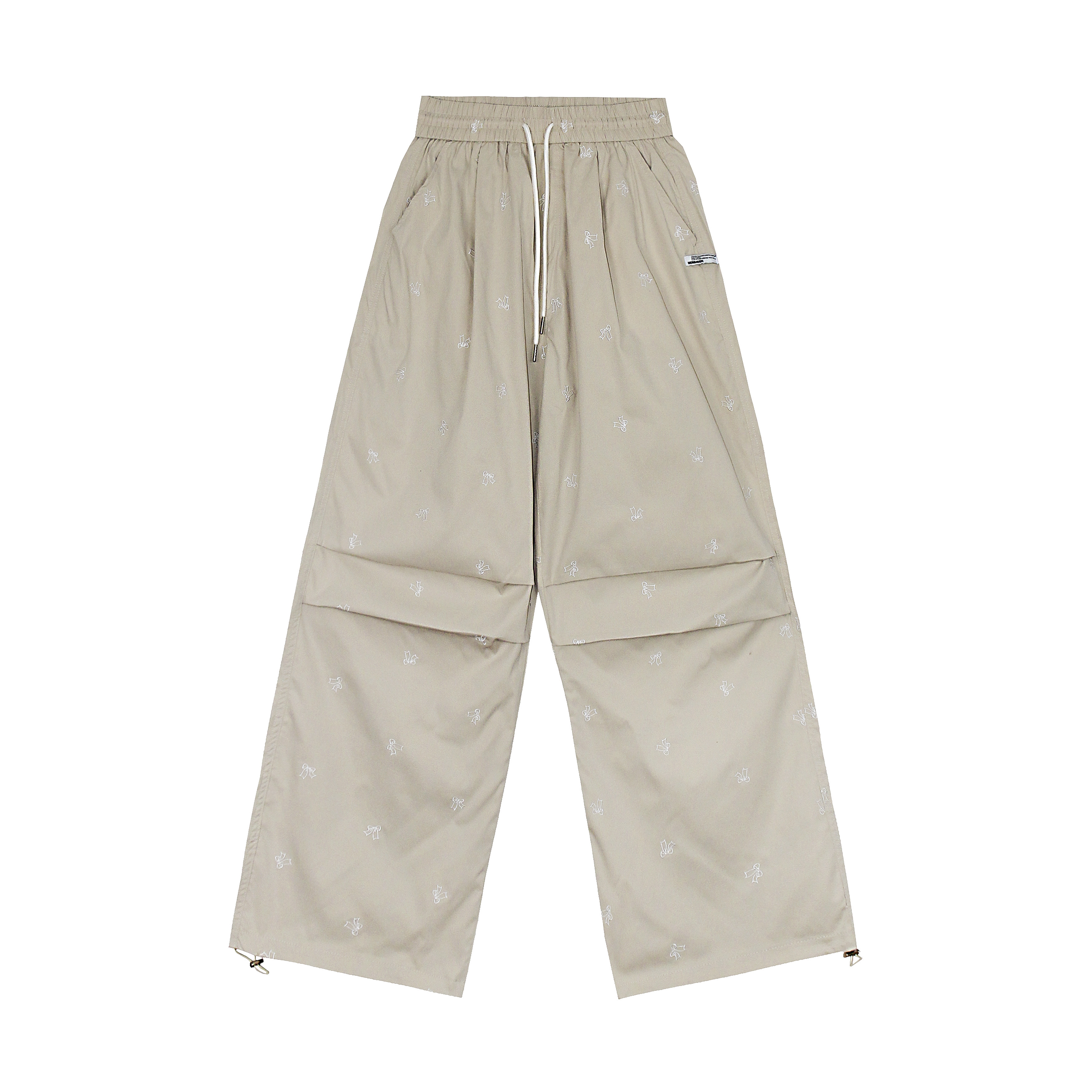Spicy Heatstroke American Street Style Bow Tie Embroidered Cargo Pants with Pleats, Loose Wide-Leg Ground-Dragging Paratrooper Design Spicy Heatstroke American Street Style Bow Tie Embroidered Cargo Pants with Pleats, Loose Wide-Leg Ground-Dragging Paratrooper Design