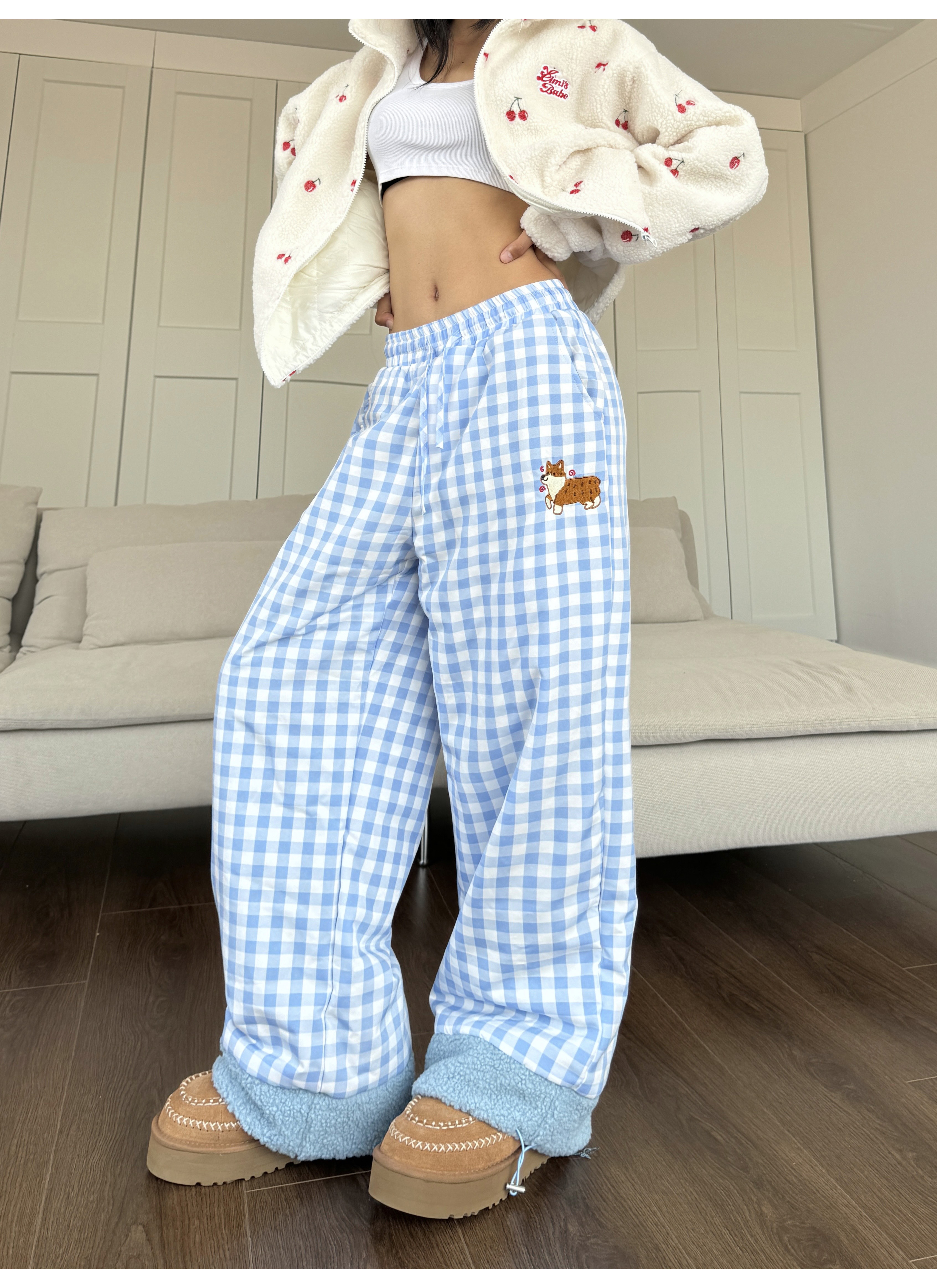 Spicy Winter Lamb Wool Plaid Cotton Pants - Loose Fit, Warm, Thick, Windproof for Cold Weather Fashion Spicy Winter Lamb Wool Plaid Cotton Pants - Loose Fit, Warm, Thick, Windproof for Cold Weather Fashion