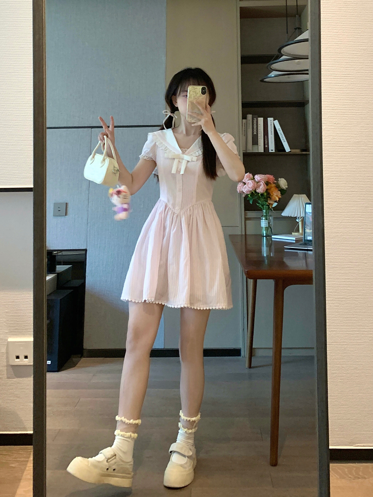 Spliced Bow Princess Dress in Pink - Sweet Momo Summer Vacation Style Ballet Dress for Girls, Perfect for 90s & Y2K Looks Spliced Bow Princess Dress in Pink - Sweet Momo Summer Vacation Style Ballet Dress for Girls, Perfect for 90s & Y2K Looks