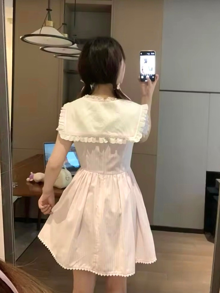 Spliced Bow Princess Dress in Pink - Sweet Momo Summer Vacation Style Ballet Dress for Girls, Perfect for 90s & Y2K Looks