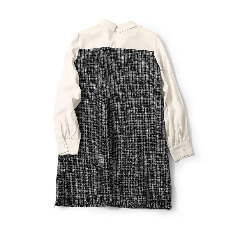 Spring Lapel Spliced Shiny Check Fringe Casual Dress for Women - Trendy Y2K Style, Perfect for Everyday Wear Spring Lapel Spliced Shiny Check Fringe Casual Dress for Women - Trendy Y2K Style, Perfect for Everyday Wear