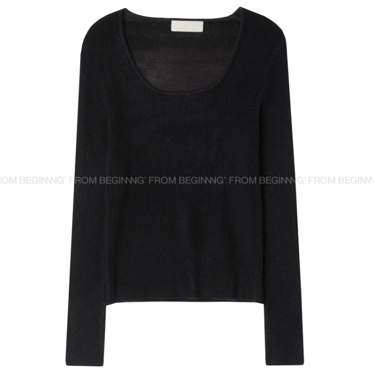 Square-Neck Ribbed Knit T-Shirt in Korean Style - Trendy 90s Inspired Inner Layer Top for Effortless Everyday Fashion Square-Neck Ribbed Knit T-Shirt in Korean Style - Trendy 90s Inspired Inner Layer Top for Effortless Everyday Fashion