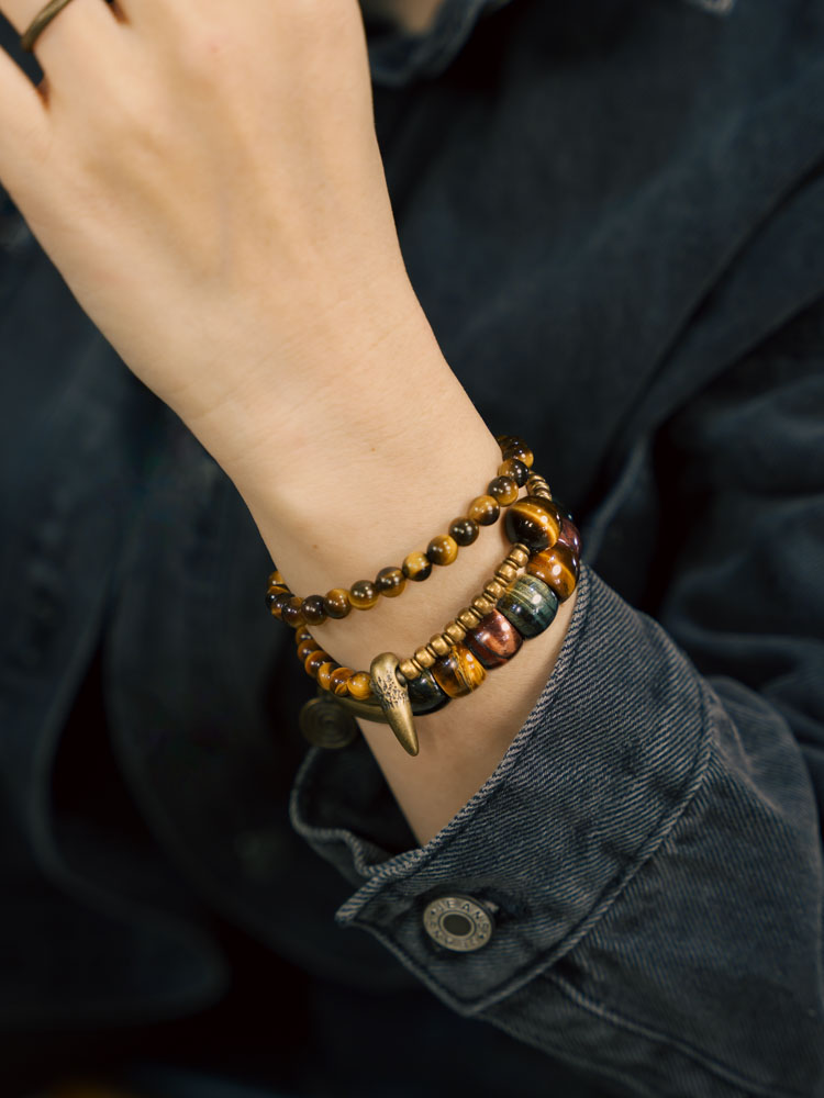 Stacked Tiger's Eye Bracelet for Men & Retro Cat's Eye Multi-Color Bead Bracelet for Women - Unique Boho Style Jewelry Stacked Tiger's Eye Bracelet for Men & Retro Cat's Eye Multi-Color Bead Bracelet for Women - Unique Boho Style Jewelry