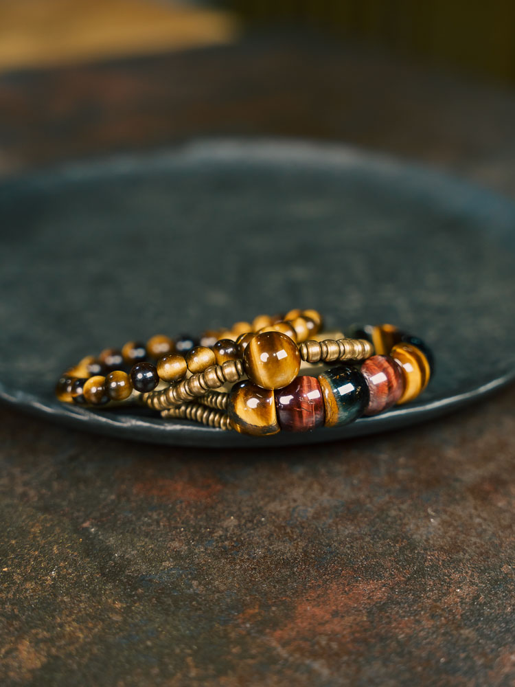 Stacked Tiger's Eye Bracelet for Men & Retro Cat's Eye Multi-Color Bead Bracelet for Women - Unique Boho Style Jewelry Stacked Tiger's Eye Bracelet for Men & Retro Cat's Eye Multi-Color Bead Bracelet for Women - Unique Boho Style Jewelry