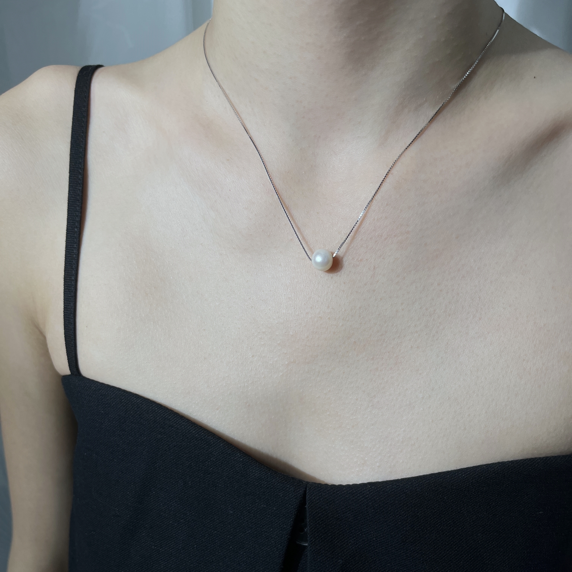 Sterling Silver Akoya Pearl Necklace for Women with Tahitian Gray Lock Chain - Elegant Jewelry for Special Occasions Sterling Silver Akoya Pearl Necklace for Women with Tahitian Gray Lock Chain - Elegant Jewelry for Special Occasions