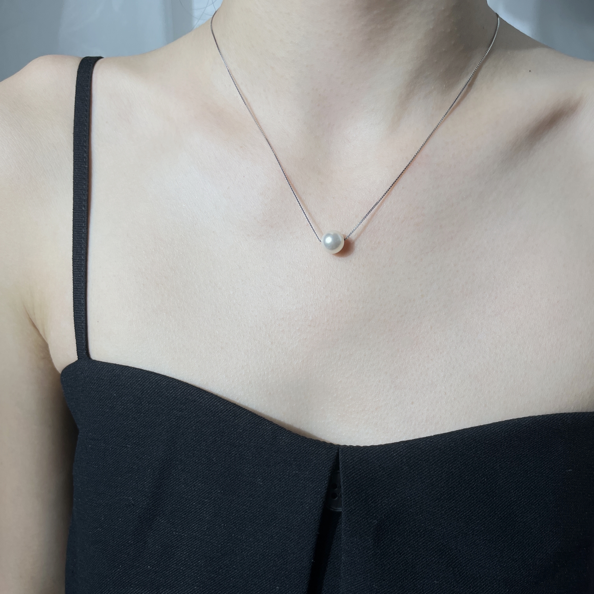 Sterling Silver Akoya Pearl Necklace for Women with Tahitian Gray Lock Chain - Elegant Jewelry for Special Occasions Sterling Silver Akoya Pearl Necklace for Women with Tahitian Gray Lock Chain - Elegant Jewelry for Special Occasions