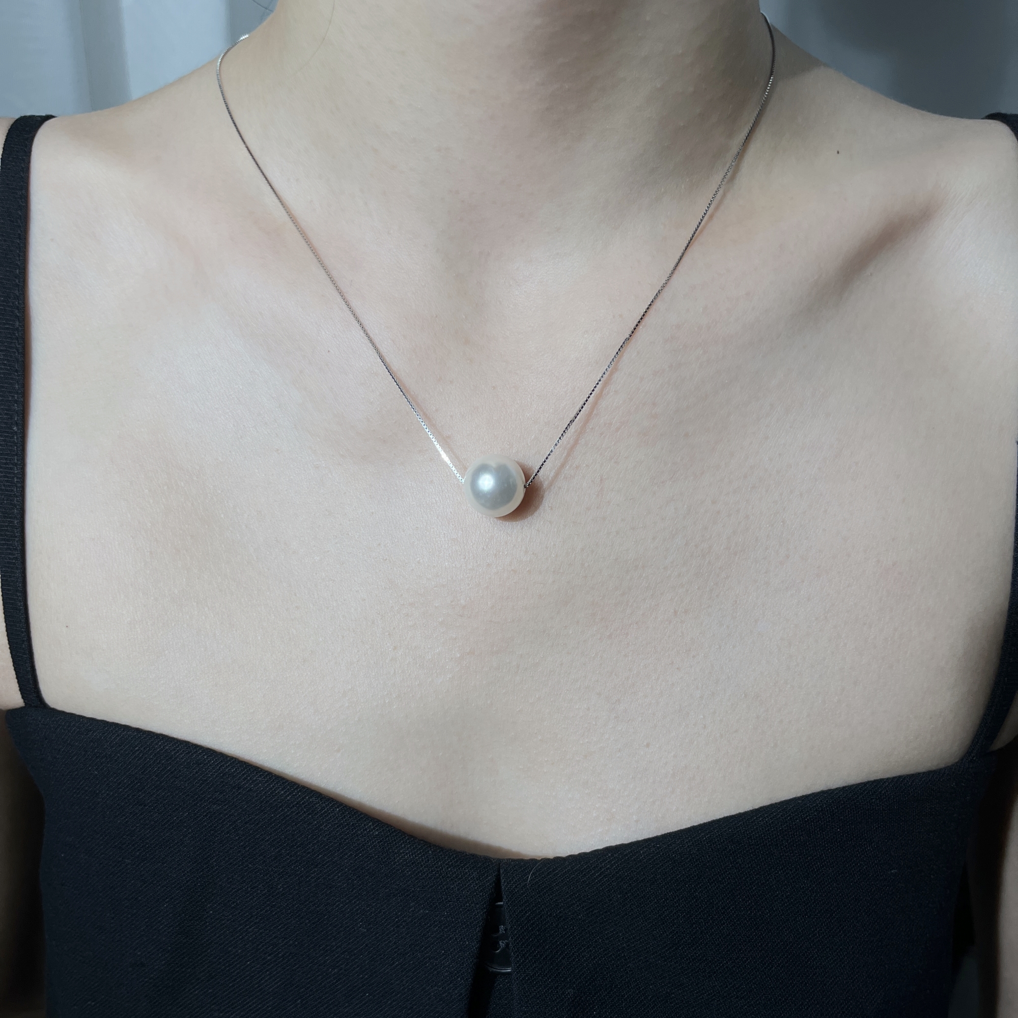 Sterling Silver Akoya Pearl Necklace for Women with Tahitian Gray Lock Chain - Elegant Jewelry for Special Occasions Sterling Silver Akoya Pearl Necklace for Women with Tahitian Gray Lock Chain - Elegant Jewelry for Special Occasions