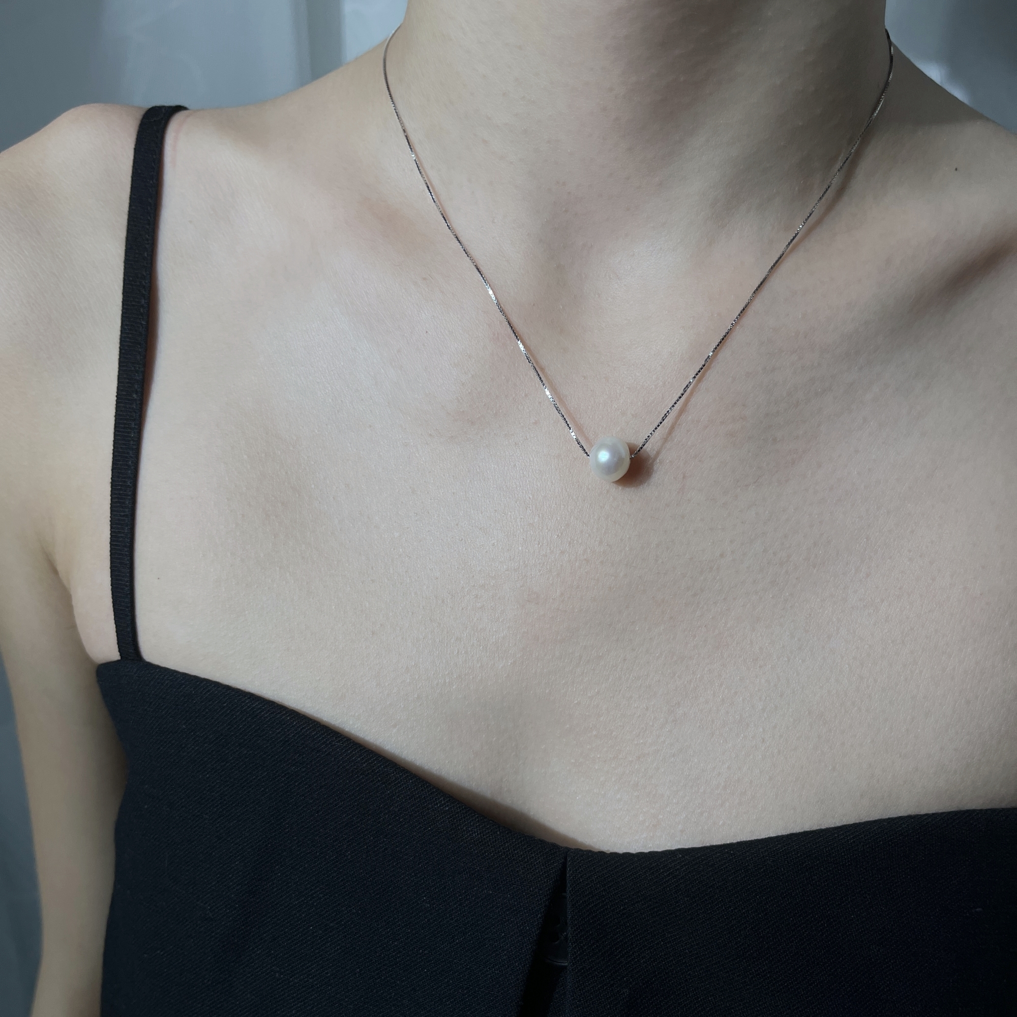 Sterling Silver Akoya Pearl Necklace for Women with Tahitian Gray Lock Chain - Elegant Jewelry for Special Occasions Sterling Silver Akoya Pearl Necklace for Women with Tahitian Gray Lock Chain - Elegant Jewelry for Special Occasions