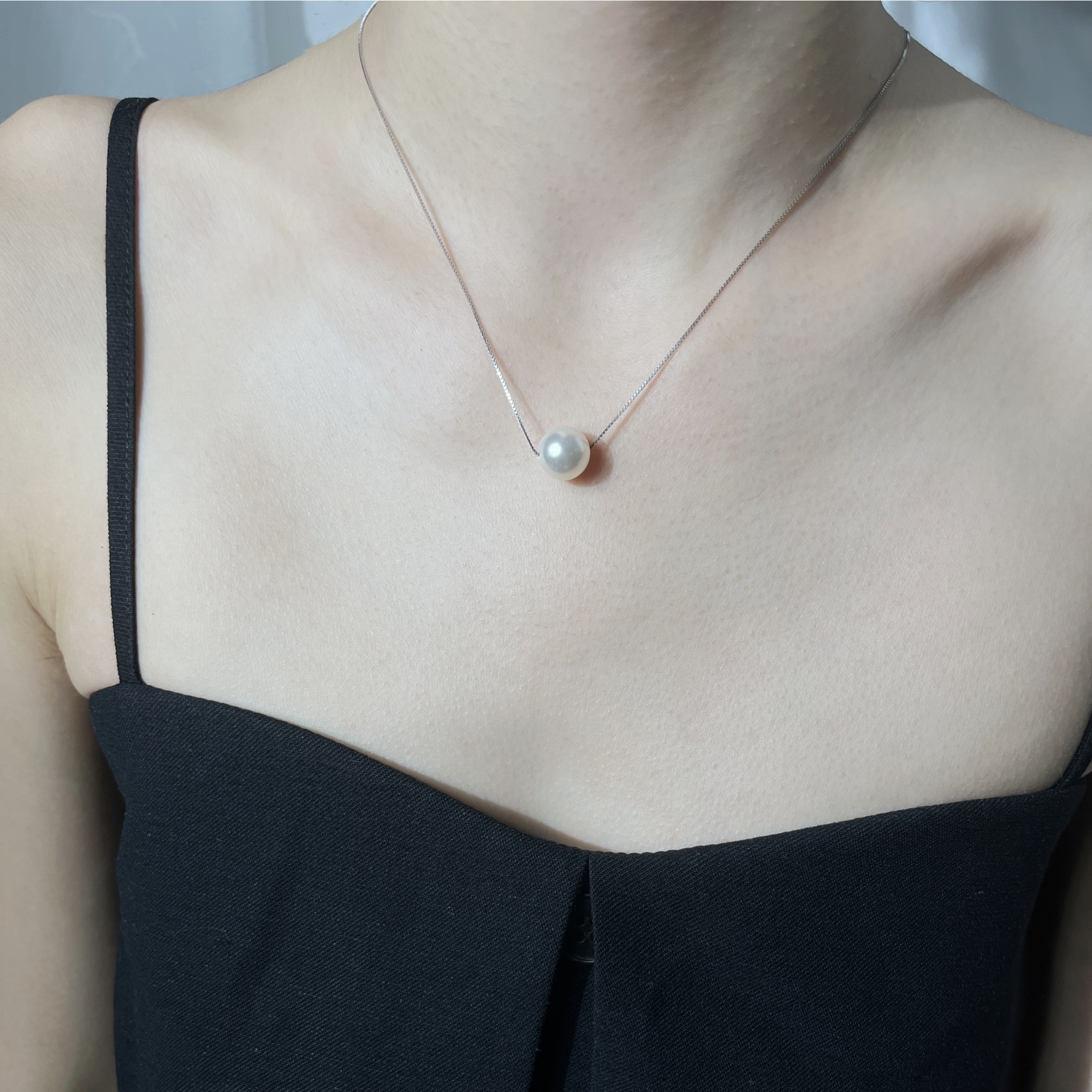 Sterling Silver Akoya Pearl Necklace for Women with Tahitian Gray Lock Chain - Elegant Jewelry for Special Occasions Sterling Silver Akoya Pearl Necklace for Women with Tahitian Gray Lock Chain - Elegant Jewelry for Special Occasions