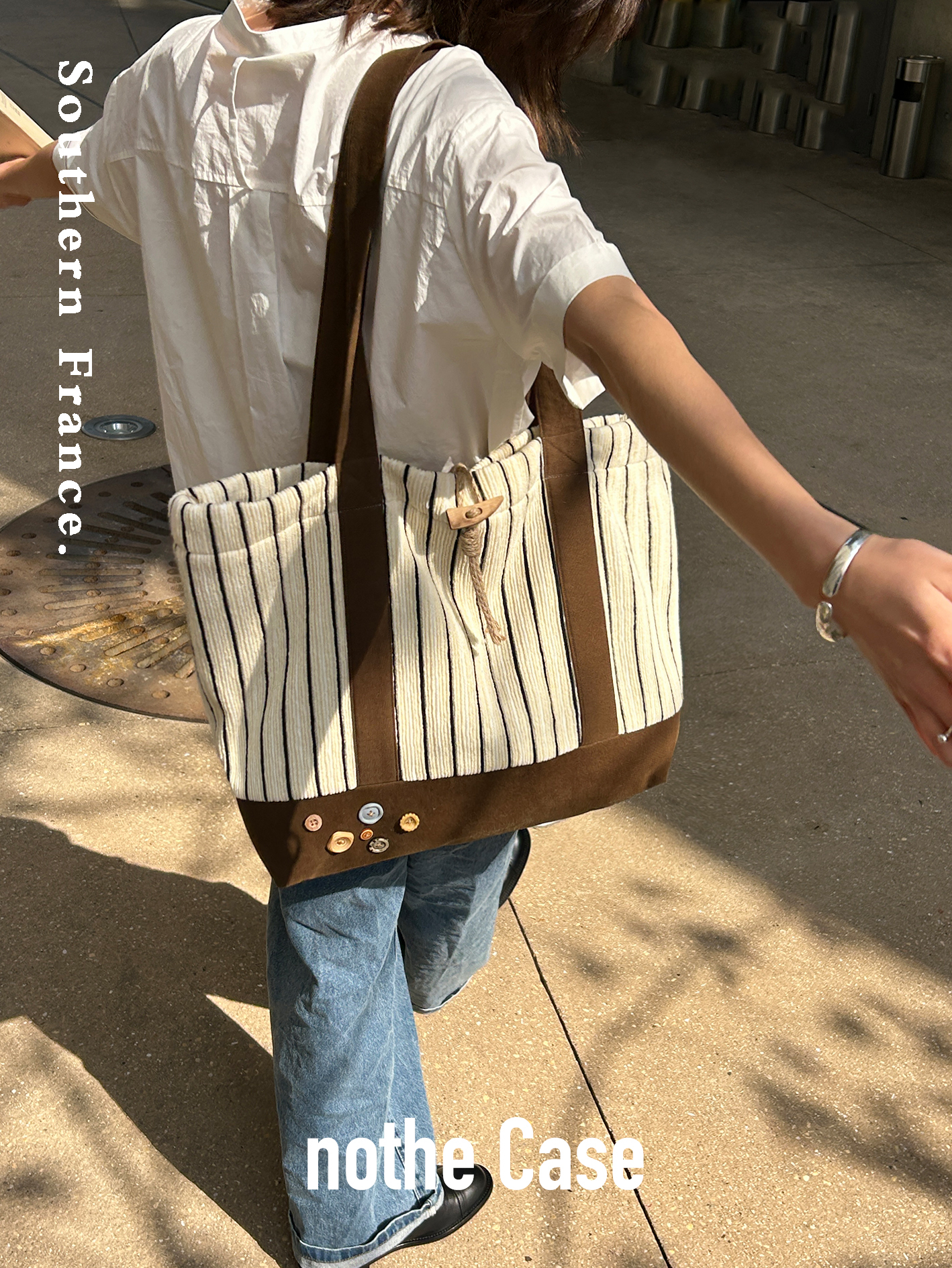 Striped Knitted Large Capacity Tote Bag for Commuting - Southern France Wheat Wave Design - Stylish Shoulder Bag