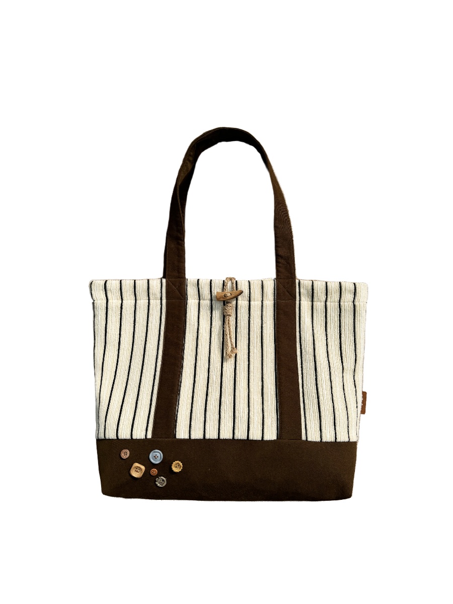 Striped Knitted Large Capacity Tote Bag for Commuting - Southern France Wheat Wave Design - Stylish Shoulder Bag Striped Knitted Large Capacity Tote Bag for Commuting - Southern France Wheat Wave Design - Stylish Shoulder Bag