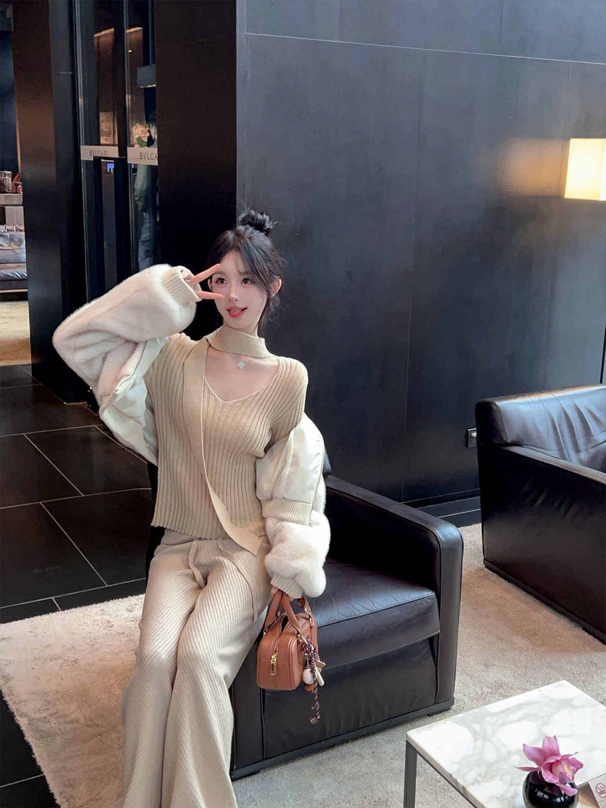 Striped Ribbon V-Neck Sweater for Women - Knit Top in Winter Style, Cozy Fashion Essential Striped Ribbon V-Neck Sweater for Women - Knit Top in Winter Style, Cozy Fashion Essential