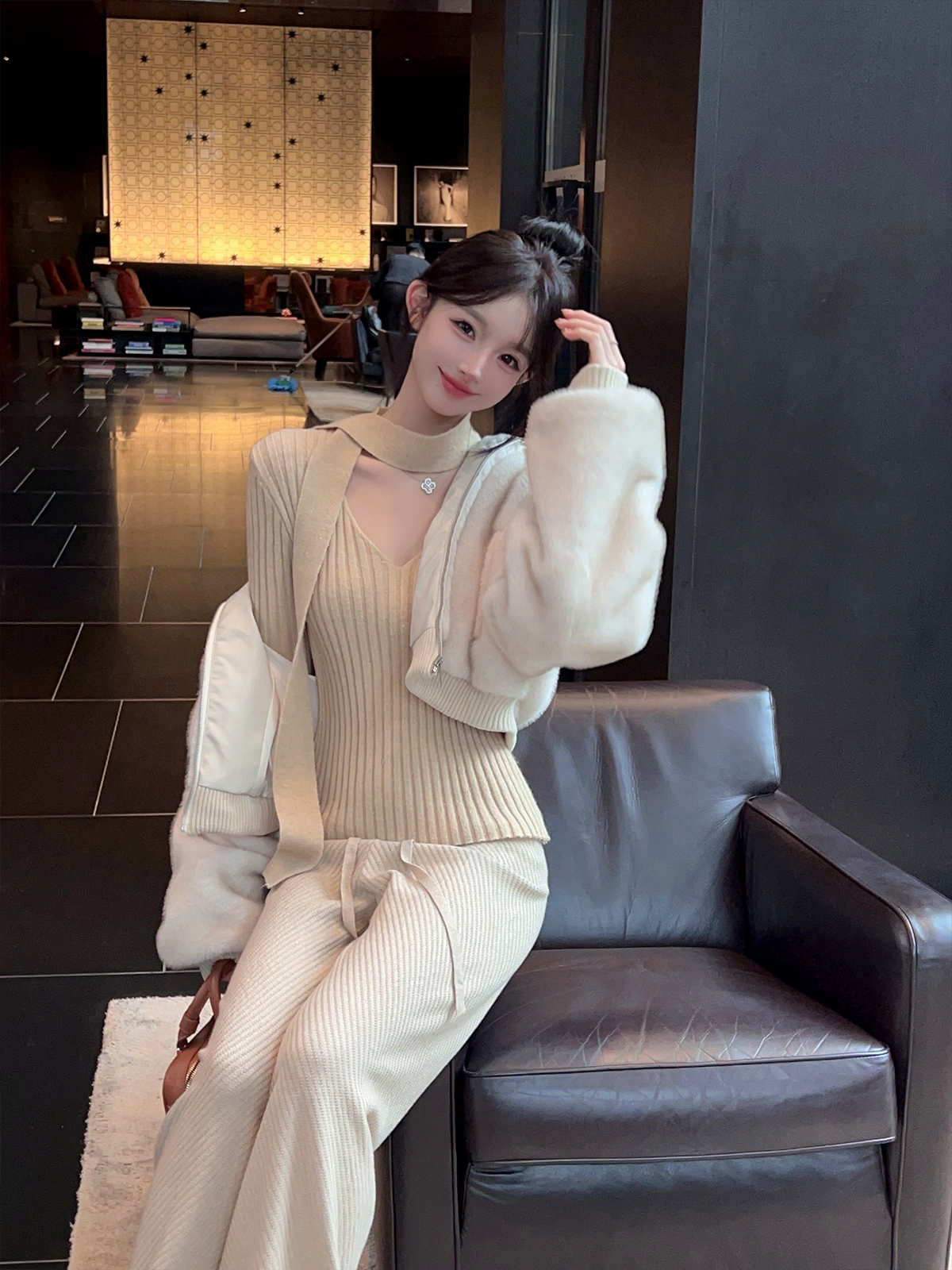 Striped Ribbon V-Neck Sweater for Women - Knit Top in Winter Style, Cozy Fashion Essential Striped Ribbon V-Neck Sweater for Women - Knit Top in Winter Style, Cozy Fashion Essential