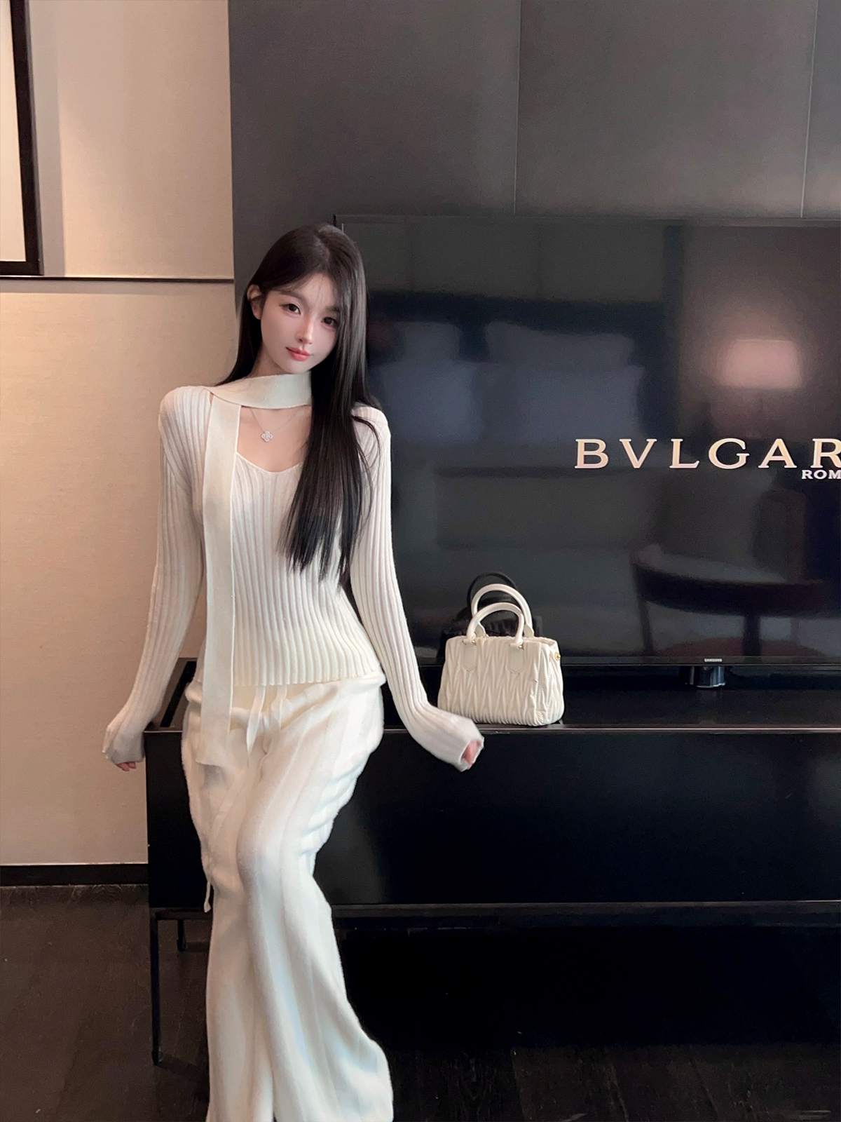 Striped Ribbon V-Neck Sweater for Women - Knit Top in Winter Style, Cozy Fashion Essential Striped Ribbon V-Neck Sweater for Women - Knit Top in Winter Style, Cozy Fashion Essential