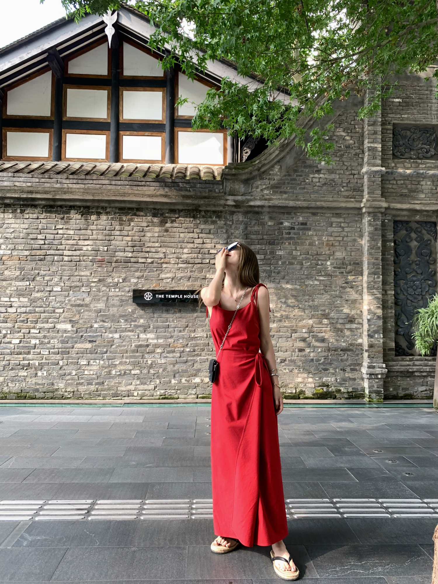 Structuralism Tie Strap Long Dress for Women - Simple Linen One-Piece in Pillow Mountain Valley Style, Perfect for 90s and Y2K Fashion