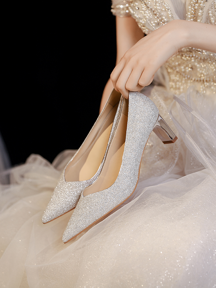 Stunning Crystal Bridal Shoes with Chunky Heels - Dual-Purpose Wedding Shoes for Xiuhe Dress & Comfortable Everyday Wear