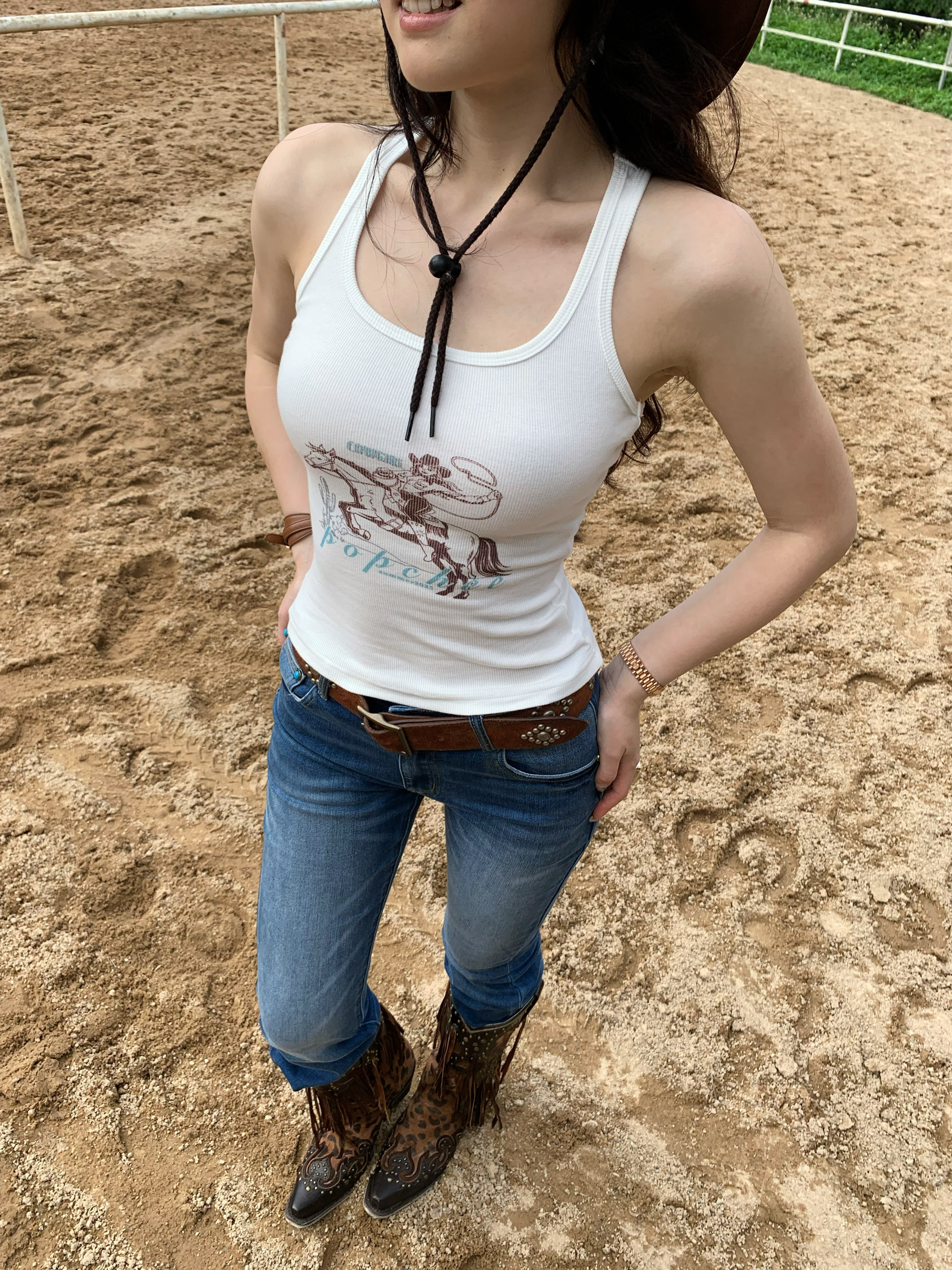 Stylish Cowgirl Tank Top for Girls - Trendy Western Fashion Inspired by Y2K and Country Chic Style