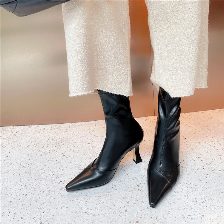 Stylish Women's High-Heeled Pointed Short Boots, Elastic Slim Fit, Autumn/Winter 2025 Fashion, Comfortable Thin Heels Stylish Women's High-Heeled Pointed Short Boots, Elastic Slim Fit, Autumn/Winter 2025 Fashion, Comfortable Thin Heels