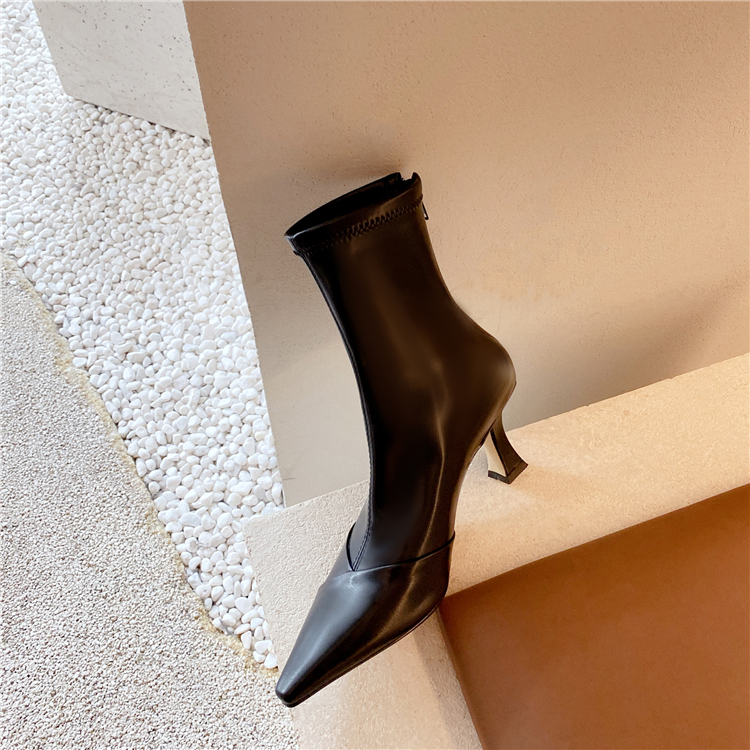 Stylish Women's High-Heeled Pointed Short Boots, Elastic Slim Fit, Autumn/Winter 2025 Fashion, Comfortable Thin Heels Stylish Women's High-Heeled Pointed Short Boots, Elastic Slim Fit, Autumn/Winter 2025 Fashion, Comfortable Thin Heels