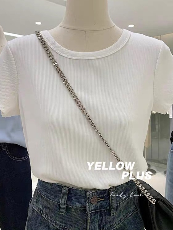 Stylish Women's Short Sleeve T-Shirt - Versatile Age-Reducing Basic Top for Summer - High-End Casual Wear Stylish Women's Short Sleeve T-Shirt - Versatile Age-Reducing Basic Top for Summer - High-End Casual Wear