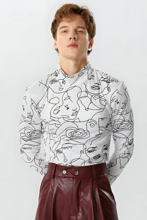 Stylish Work Outfits, Outfit Summer Ideas Abstract Faces Gloves Top