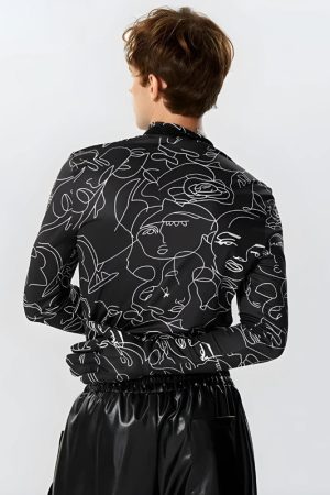 Stylish Work Outfits, Outfit Summer Ideas Abstract Faces Gloves Top