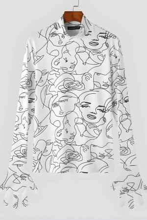 Stylish Work Outfits, Outfit Summer Ideas Abstract Faces Gloves Top