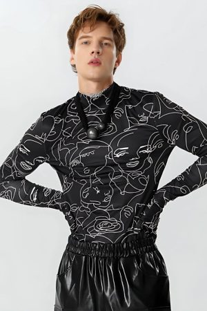 Stylish Work Outfits, Outfit Summer Ideas Abstract Faces Gloves Top