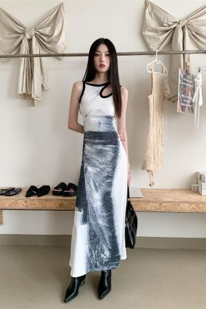 Stylish Work Outfits, Outfit Summer Ideas Abstract Maxi Dress