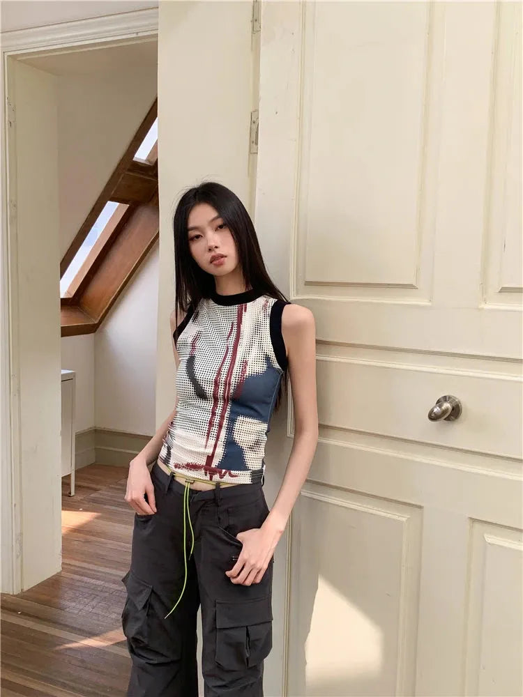 Stylish Work Outfits, Outfit Summer Ideas Abstract Printed Tank Top Stylish Work Outfits, Outfit Summer Ideas Abstract Printed Tank Top