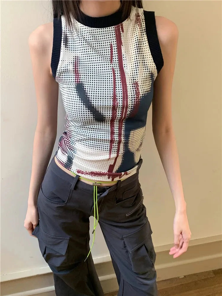 Stylish Work Outfits, Outfit Summer Ideas Abstract Printed Tank Top Stylish Work Outfits, Outfit Summer Ideas Abstract Printed Tank Top