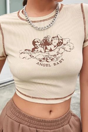 Stylish Work Outfits, Outfit Summer Ideas Angel Baby Tee