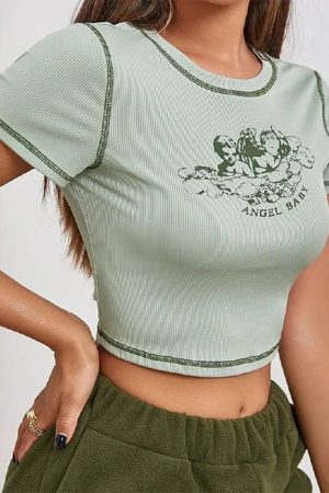 Stylish Work Outfits, Outfit Summer Ideas Angel Baby Tee