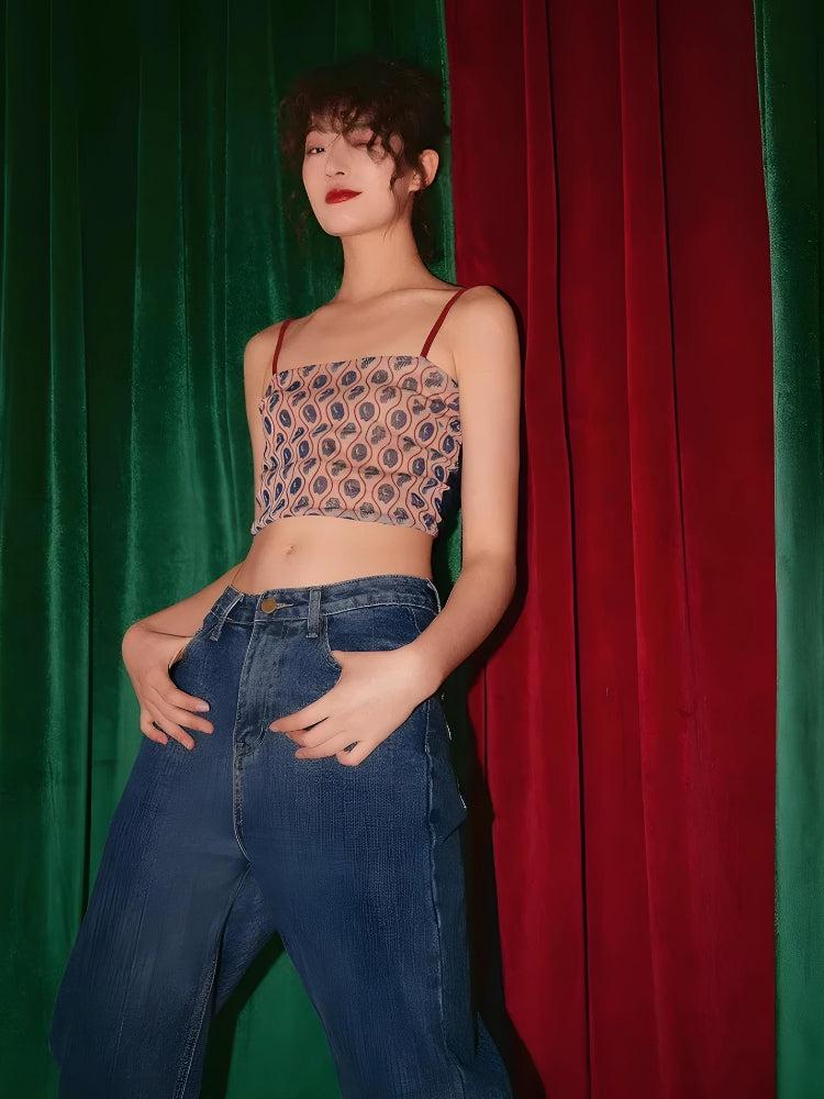 Stylish Work Outfits, Outfit Summer Ideas Animal Pattern Sheer Back Crop Top Stylish Work Outfits, Outfit Summer Ideas Animal Pattern Sheer Back Crop Top