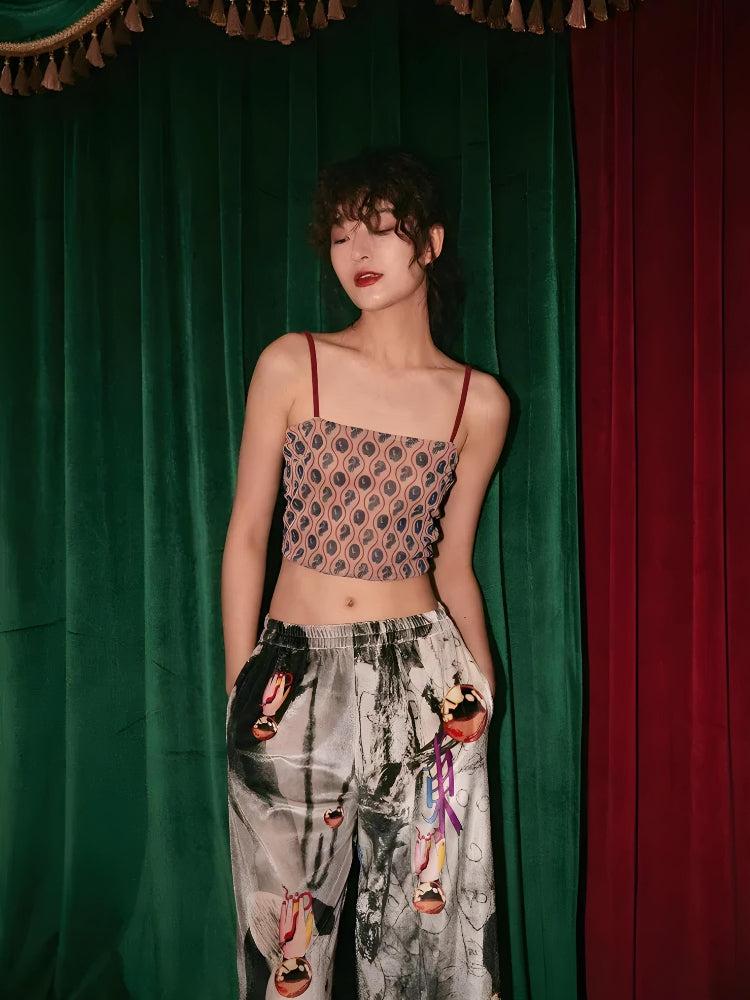 Stylish Work Outfits, Outfit Summer Ideas Animal Pattern Sheer Back Crop Top Stylish Work Outfits, Outfit Summer Ideas Animal Pattern Sheer Back Crop Top