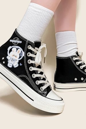 Stylish Work Outfits, Outfit Summer Ideas Astronaut Rabbit Lace Up Canvas Shoes