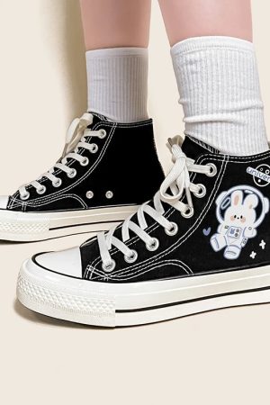 Stylish Work Outfits, Outfit Summer Ideas Astronaut Rabbit Lace Up Canvas Shoes