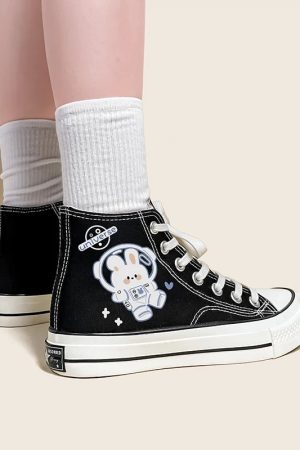 Stylish Work Outfits, Outfit Summer Ideas Astronaut Rabbit Lace Up Canvas Shoes