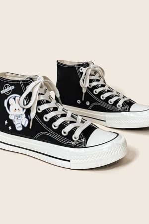 Stylish Work Outfits, Outfit Summer Ideas Astronaut Rabbit Lace Up Canvas Shoes