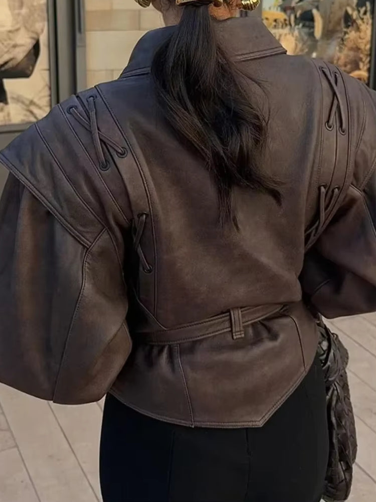 Stylish Work Outfits, Outfit Summer Ideas Asymmetric Faux Leather Jacket