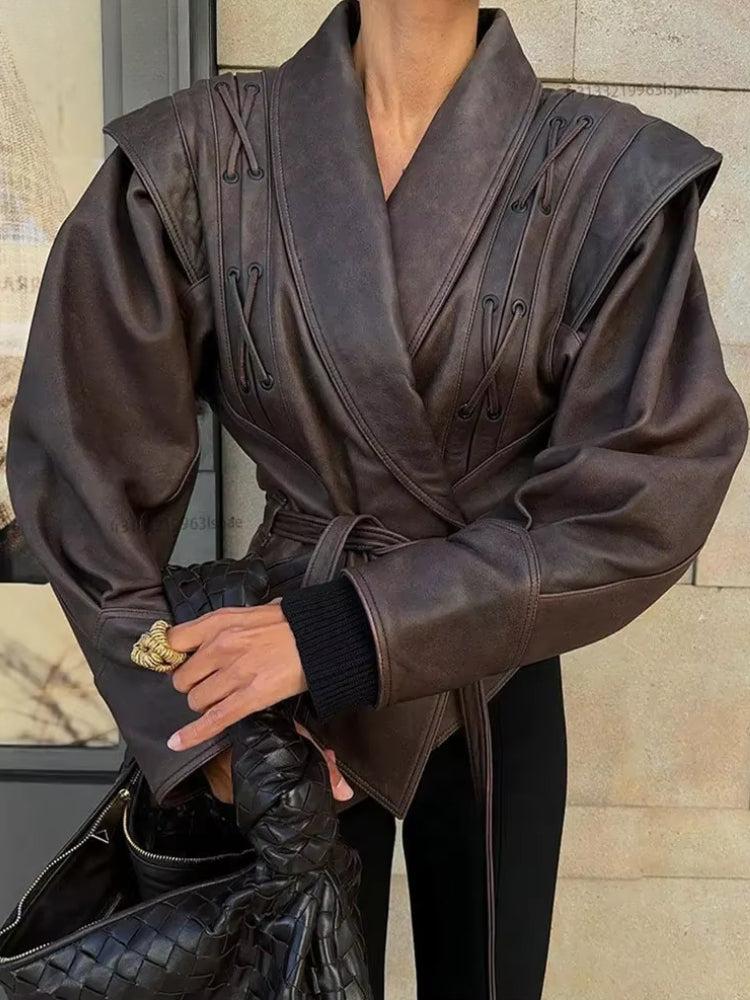 Stylish Work Outfits, Outfit Summer Ideas Asymmetric Faux Leather Jacket