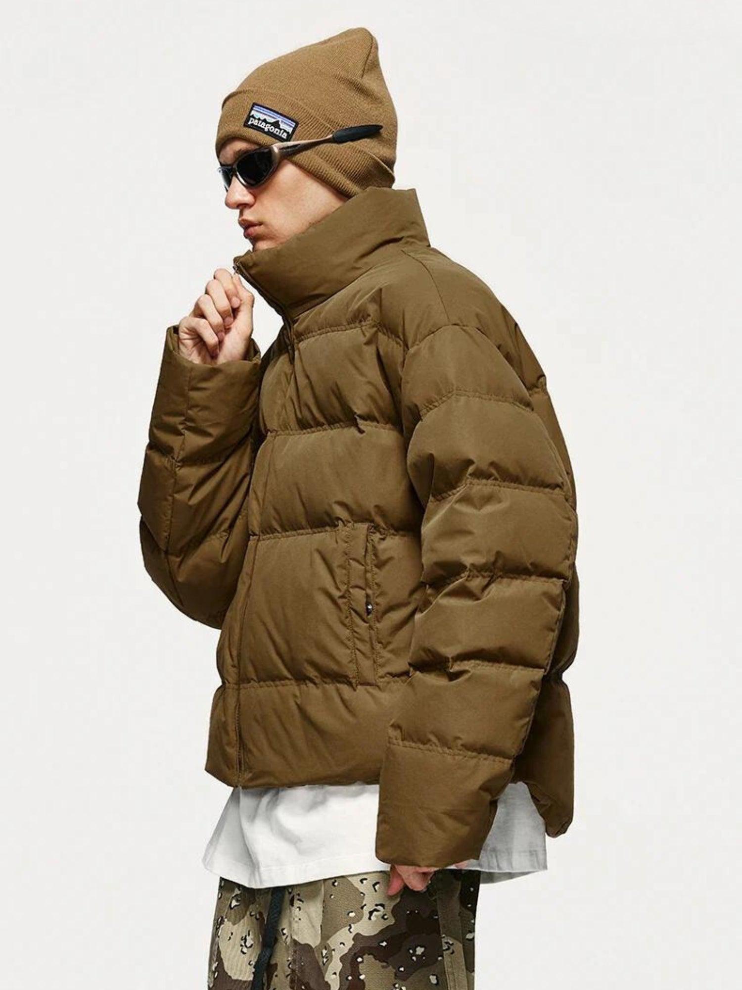 Stylish Work Outfits, Outfit Summer Ideas Asymmetric Hem Zip-Up Puffer Jacket