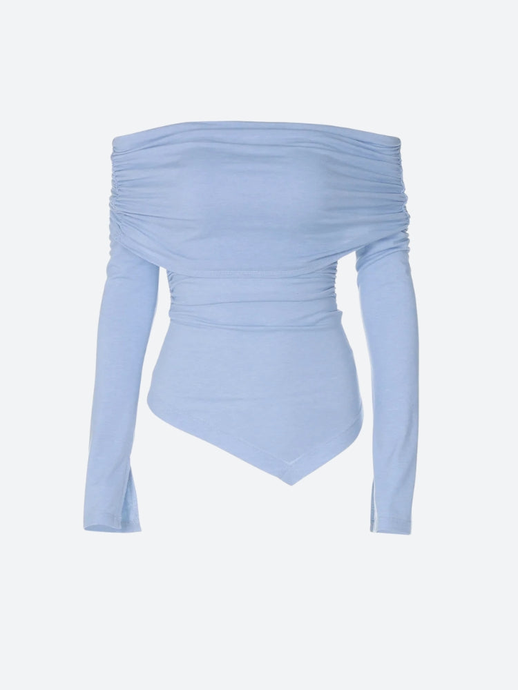 Stylish Work Outfits, Outfit Summer Ideas Asymmetric Ruched Off Shoulder Top Stylish Work Outfits, Outfit Summer Ideas Asymmetric Ruched Off Shoulder Top