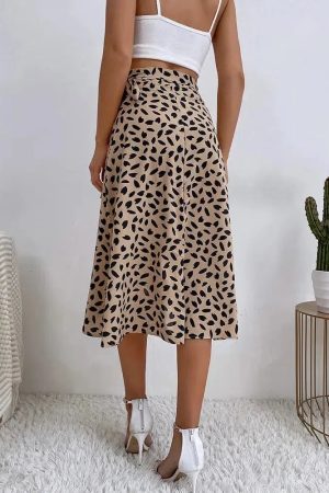 Stylish Work Outfits, Outfit Summer Ideas Asymmetric Tie Side Wrap Midi Skirt